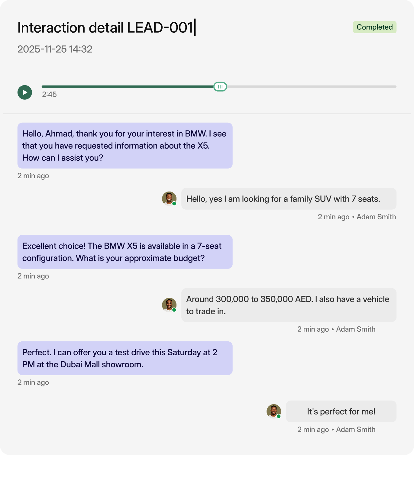 AI agent conversation transcript